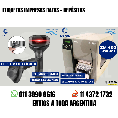 ETIQUETAS IMPRESAS DATOS - DEPÓSITOS