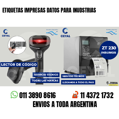 ETIQUETAS IMPRESAS DATOS PARA INUDSTRIAS