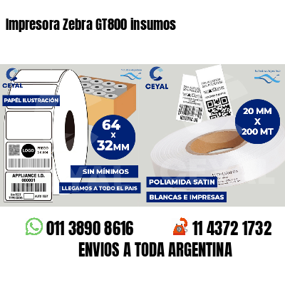 Impresora Zebra GT800 insumos