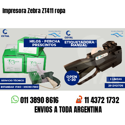 Impresora Zebra ZT411 ropa