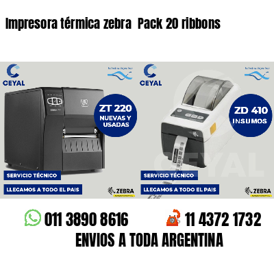 Impresora térmica zebra  Pack 20 ribbons