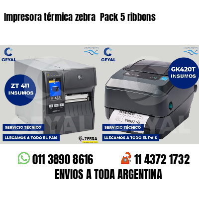Impresora térmica zebra  Pack 5 ribbons