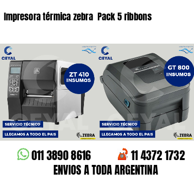 Impresora térmica zebra  Pack 5 ribbons