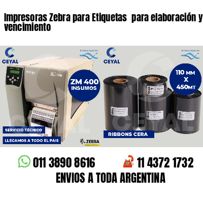 Impresoras Zebra para Etiquetas para elaboración y vencimiento