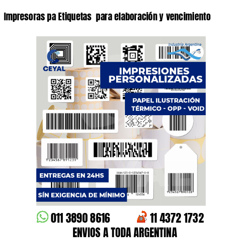 Impresoras pa Etiquetas para elaboración y vencimiento