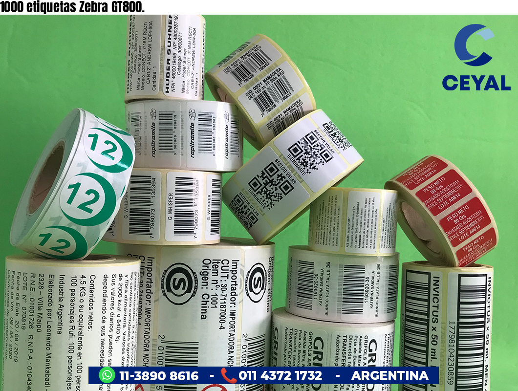 1000 etiquetas Zebra GT800.