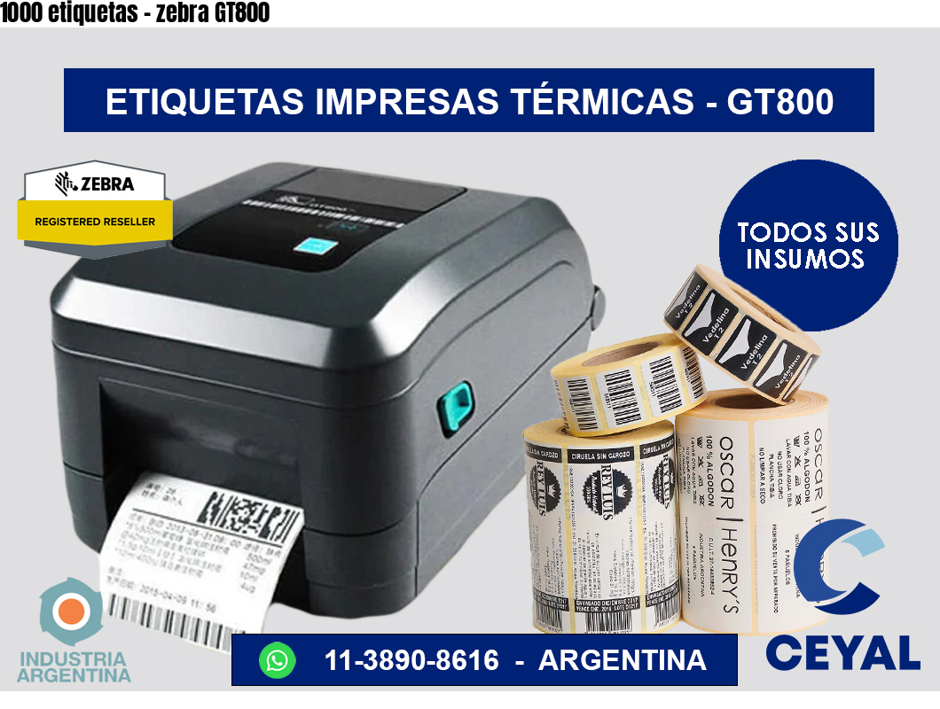 1000 etiquetas – zebra GT800