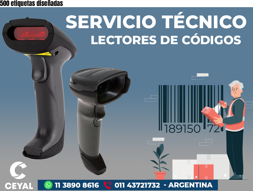 500 etiquetas diseñadas