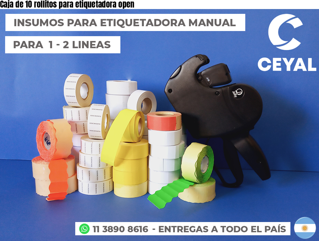 Caja de 10 rollitos para etiquetadora open