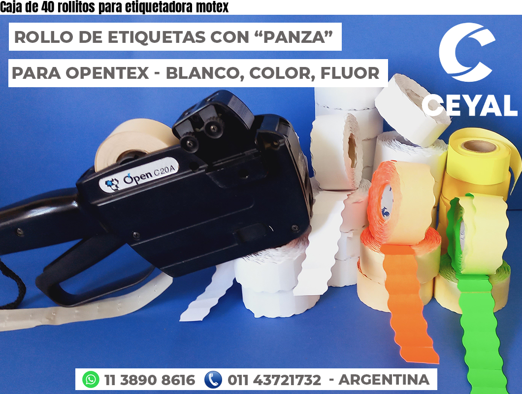 Caja de 40 rollitos para etiquetadora motex