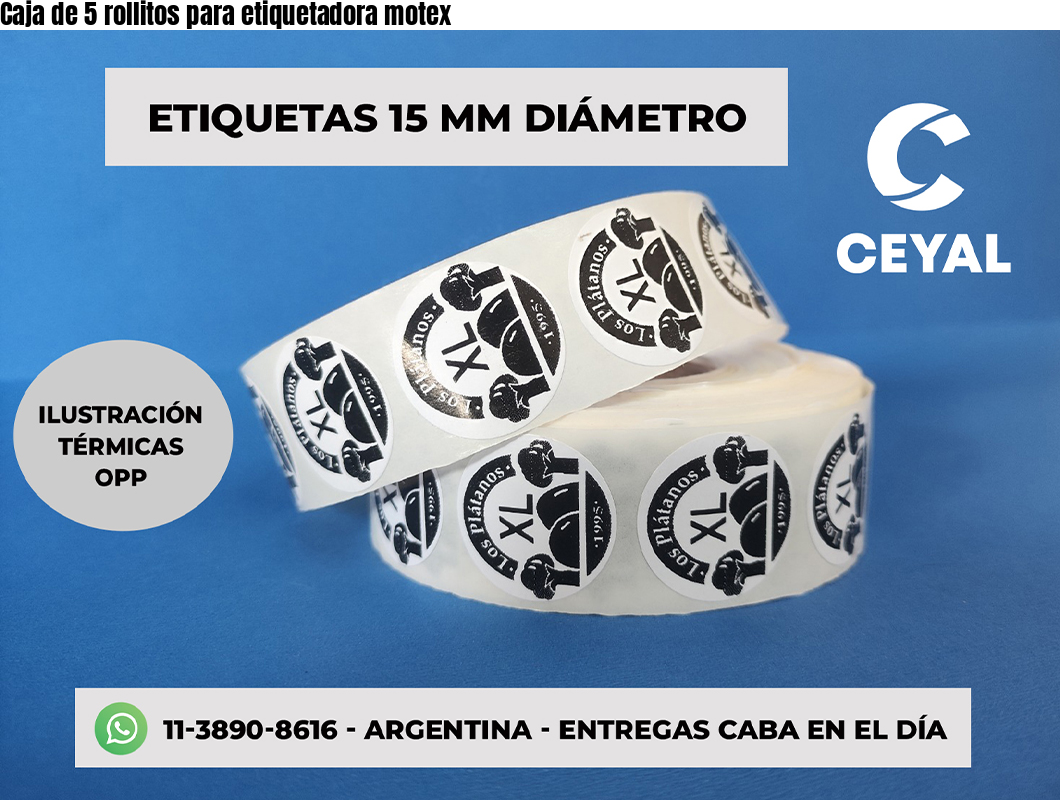 Caja de 5 rollitos para etiquetadora motex