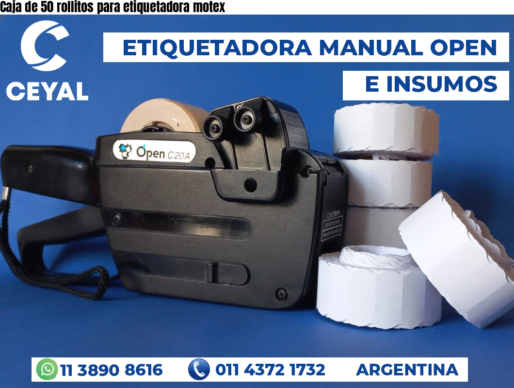 Caja de 50 rollitos para etiquetadora motex