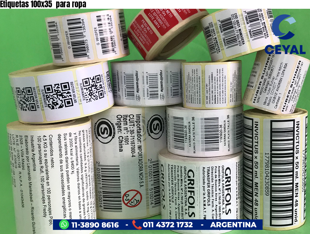 Etiquetas 100x35  para ropa