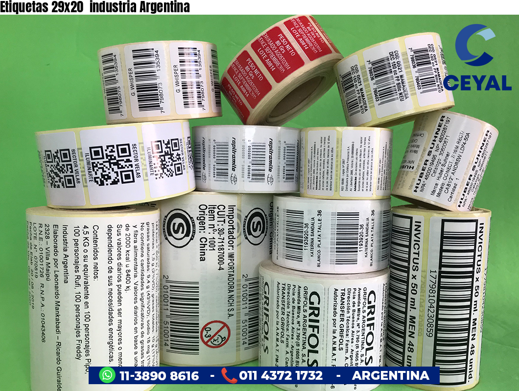 Etiquetas 29x20  industria Argentina
