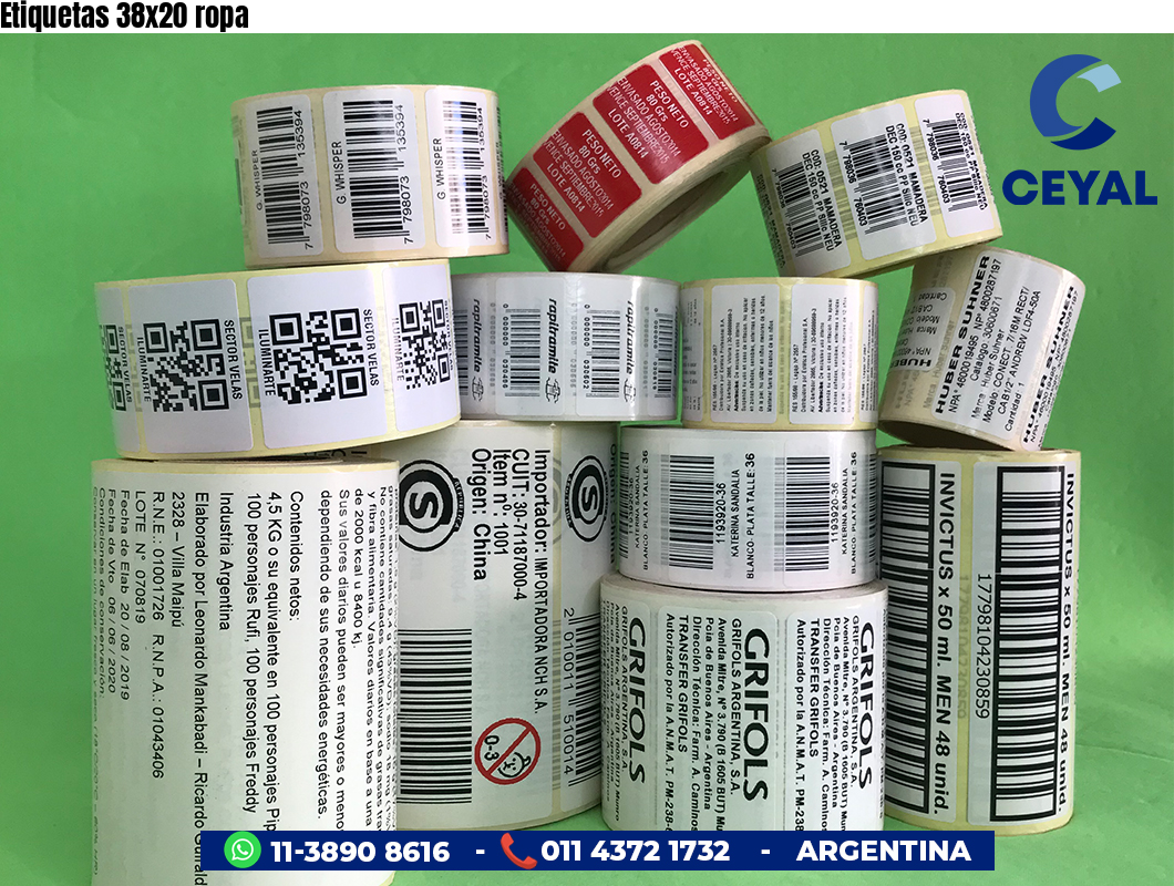 Etiquetas 38x20 ropa