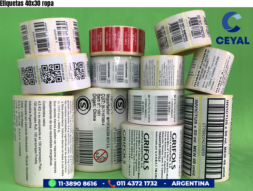 Etiquetas 40x30 ropa