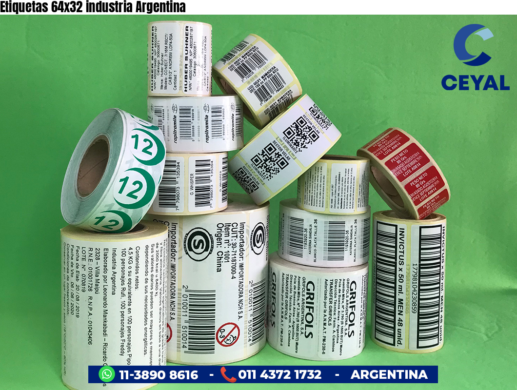 Etiquetas 64x32 industria Argentina
