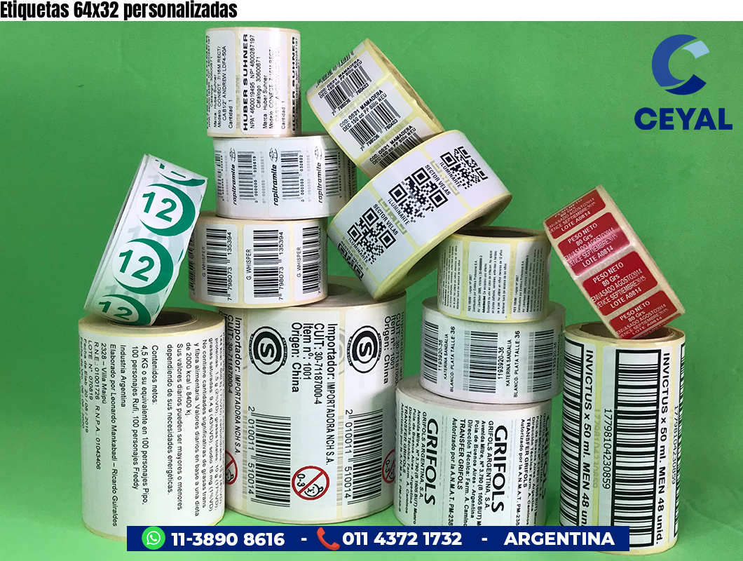 Etiquetas 64x32 personalizadas