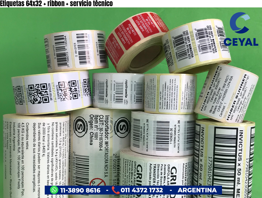 Etiquetas 64x32 ribbon servicio técnico