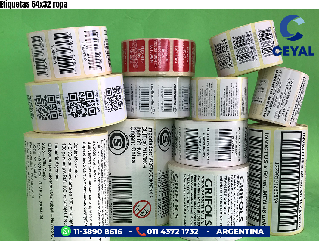 Etiquetas 64x32 ropa
