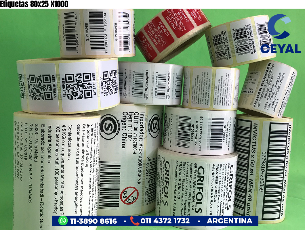Etiquetas 80x25 X1000