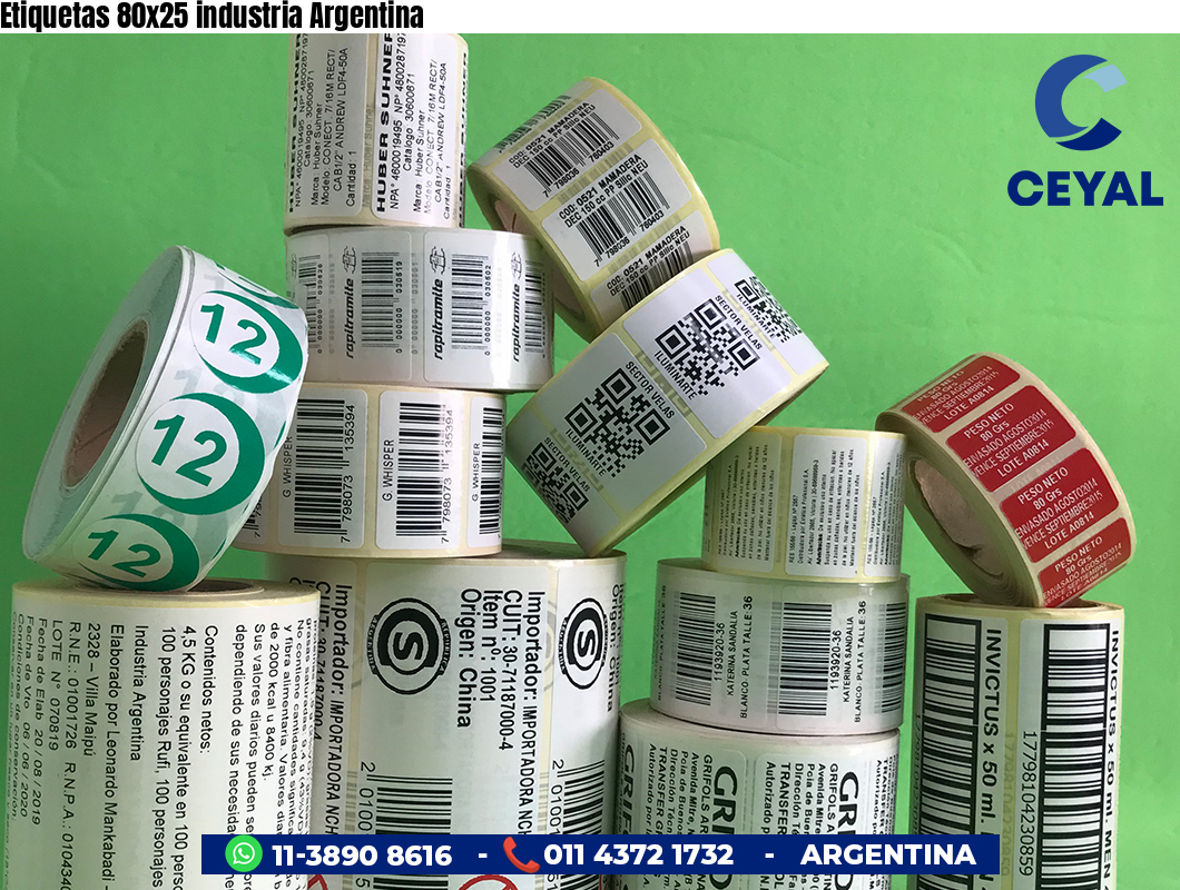 Etiquetas 80x25 industria Argentina