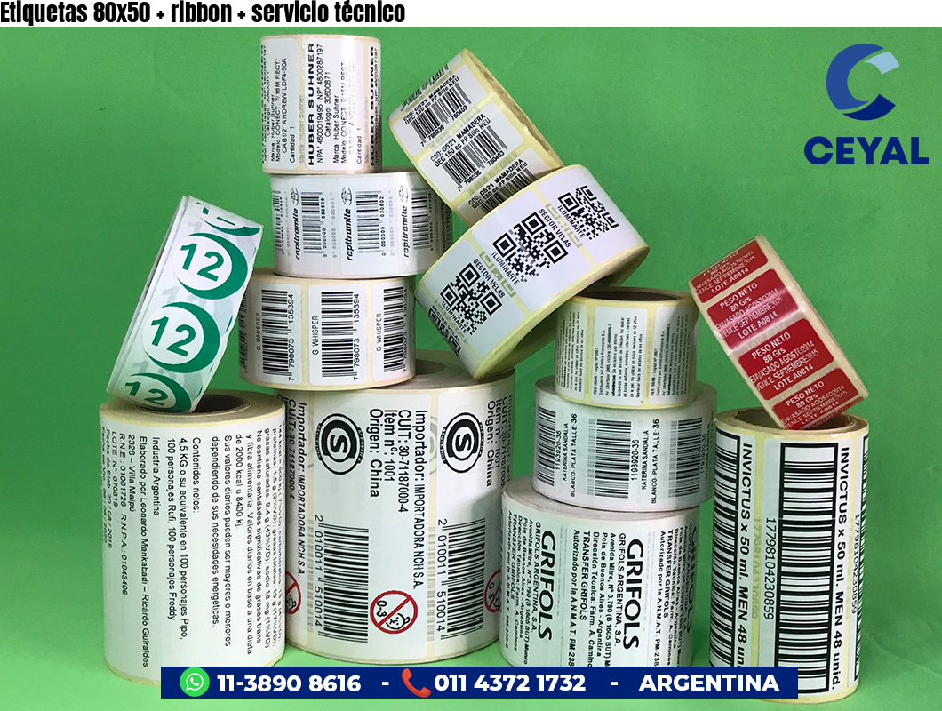 Etiquetas 80x50 ribbon servicio técnico