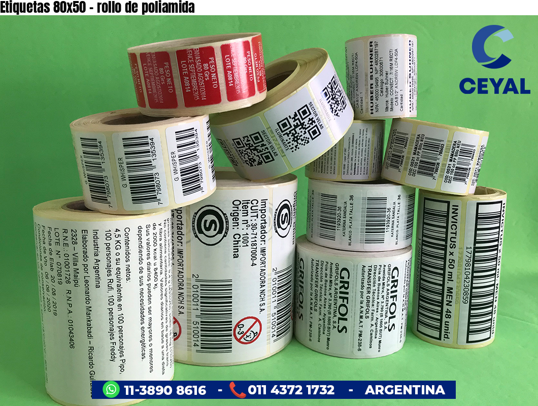 Etiquetas 80x50 - rollo de poliamida