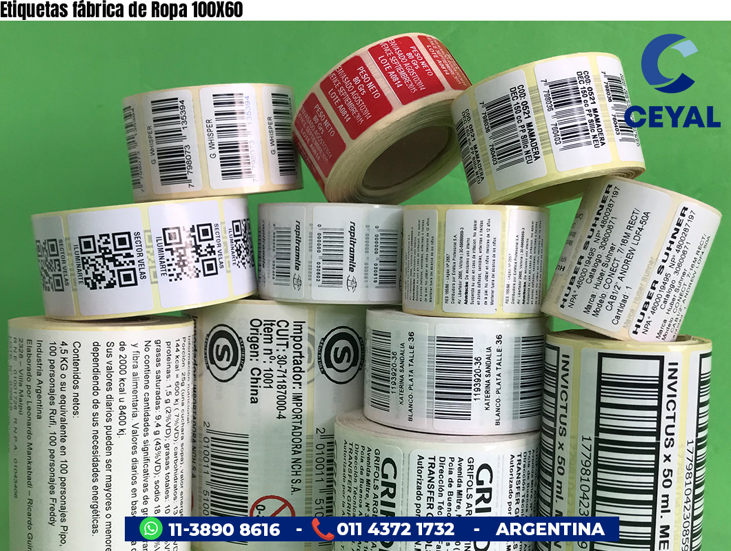 Etiquetas fábrica de Ropa 100X60