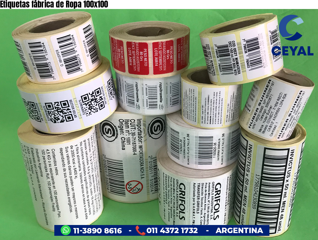 Etiquetas fábrica de Ropa 100x100