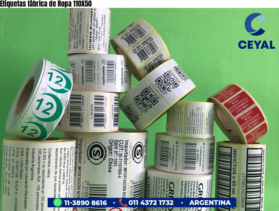 Etiquetas fábrica de Ropa 110X50