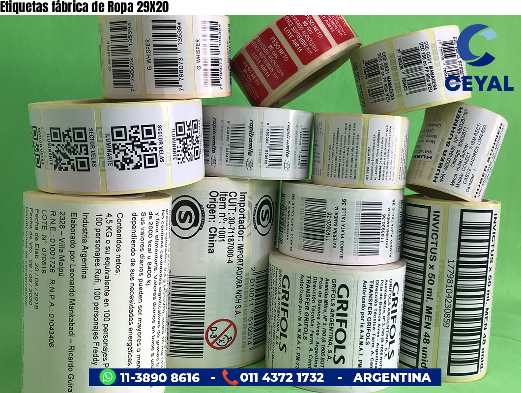 Etiquetas fábrica de Ropa 29X20