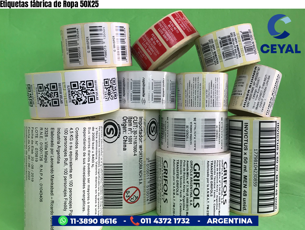 Etiquetas fábrica de Ropa 50X25