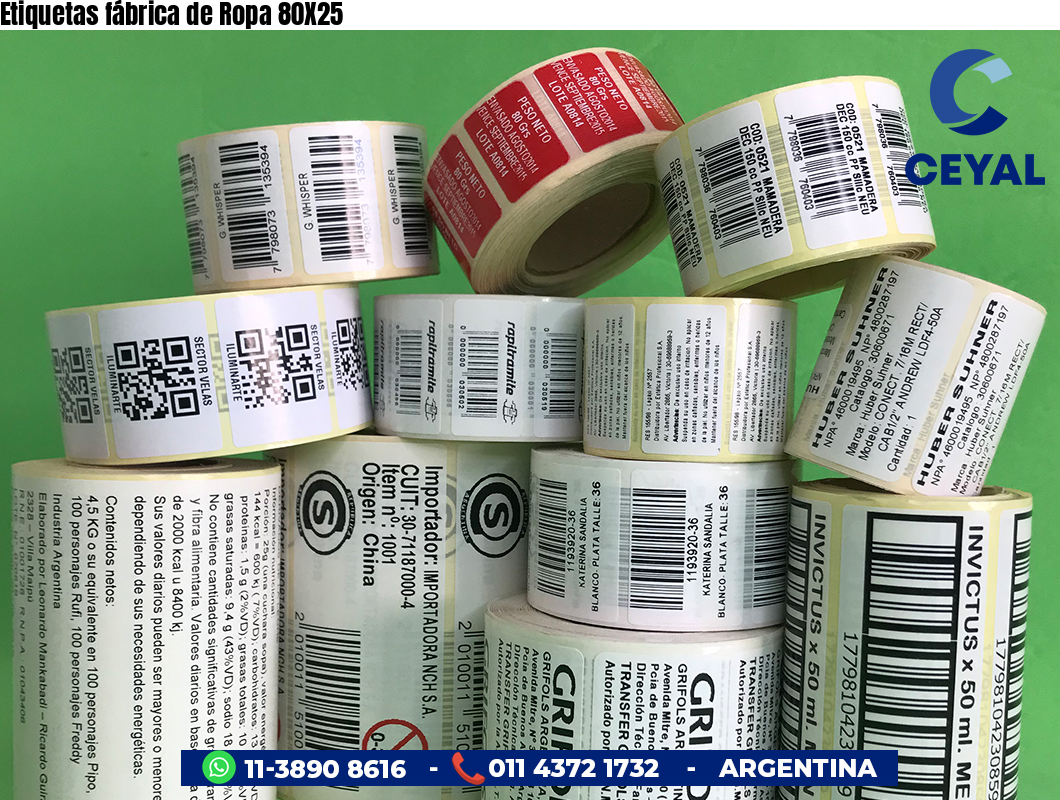 Etiquetas fábrica de Ropa 80X25