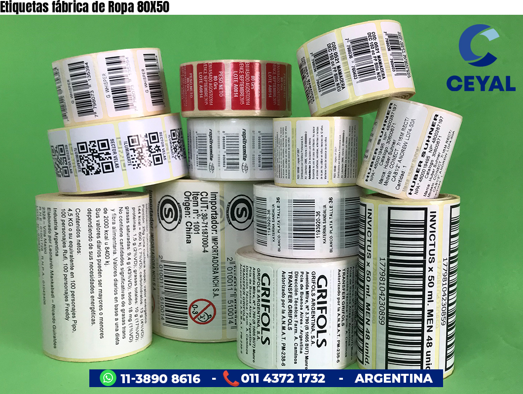 Etiquetas fábrica de Ropa 80X50