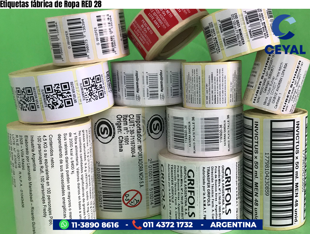 Etiquetas fábrica de Ropa RED 28