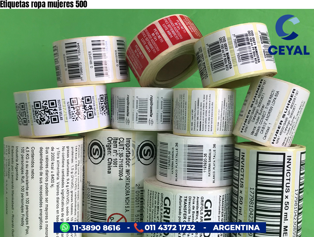 Etiquetas ropa mujeres 500