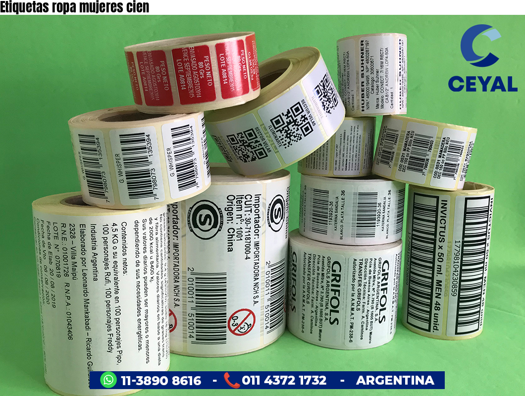 Etiquetas ropa mujeres cien