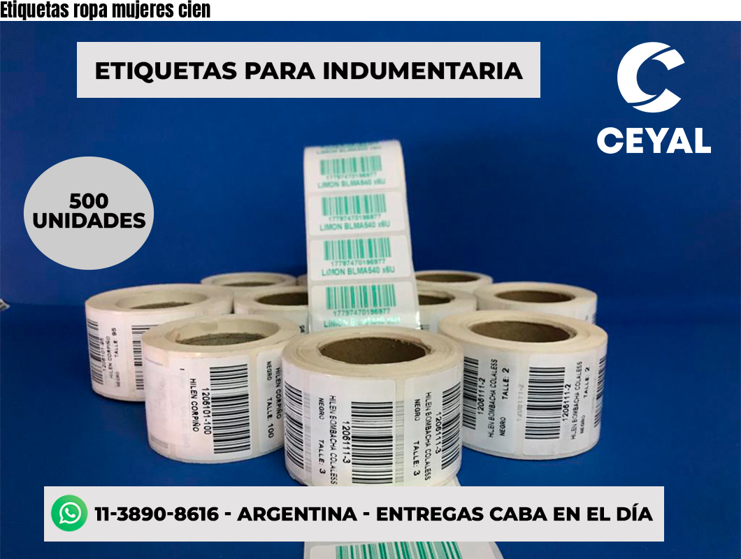 Etiquetas ropa mujeres cien
