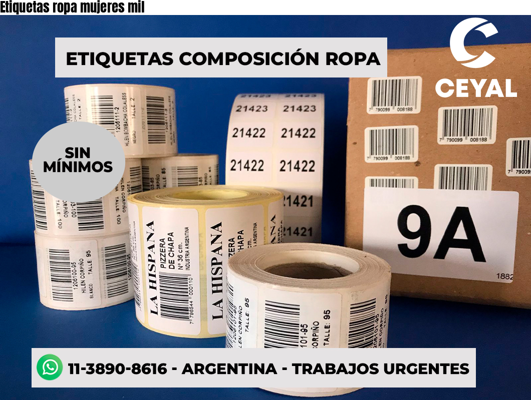 Etiquetas ropa mujeres mil