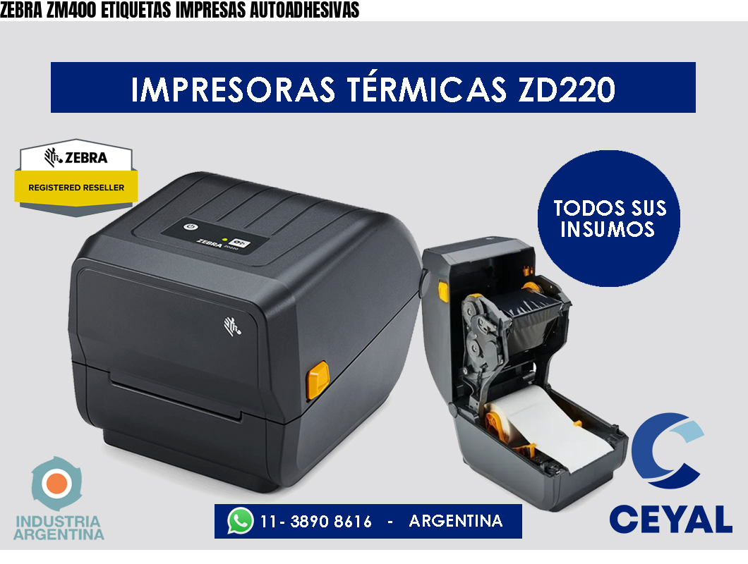 ZEBRA ZM400 ETIQUETAS IMPRESAS AUTOADHESIVAS
