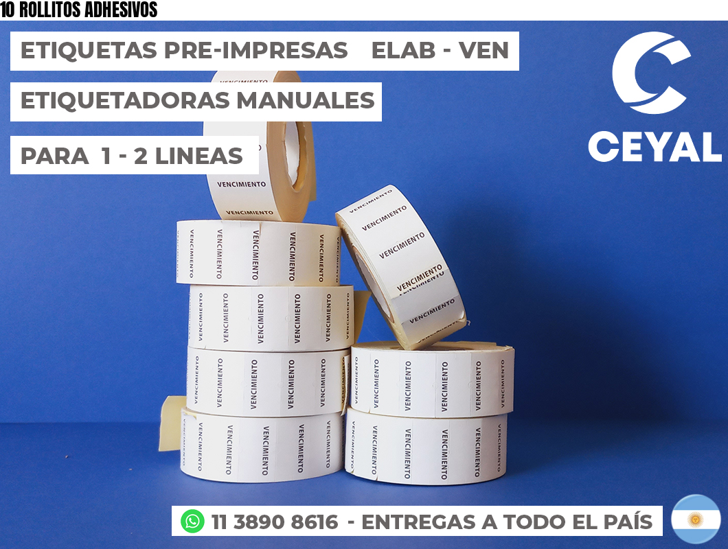 10 ROLLITOS ADHESIVOS
