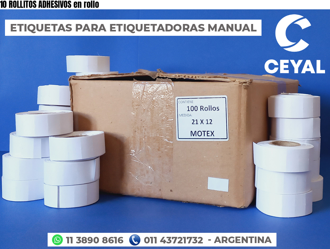 10 ROLLITOS ADHESIVOS en rollo