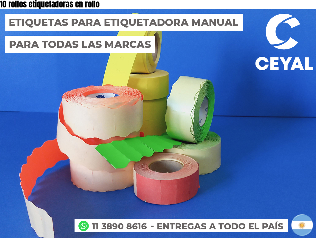 10 rollos etiquetadoras en rollo