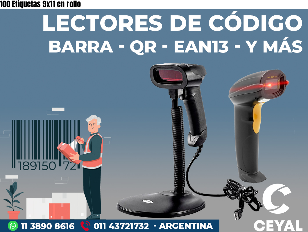 100 Etiquetas 9x11 en rollo