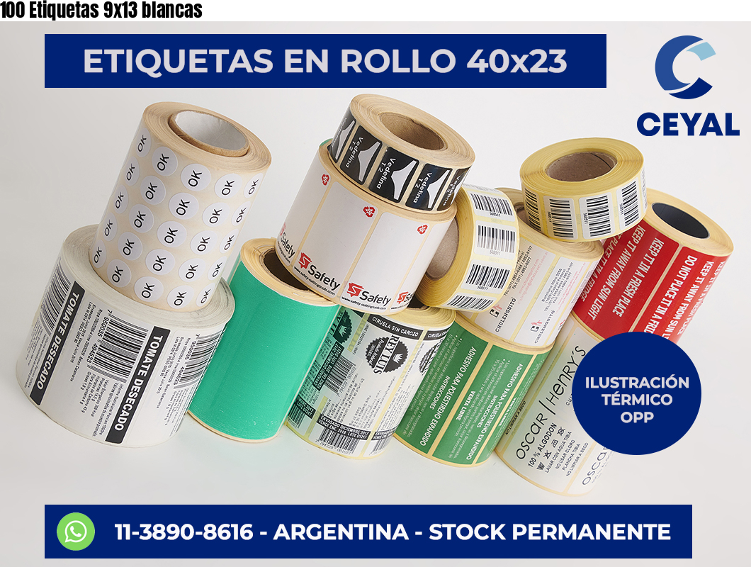 100 Etiquetas 9×13 blancas