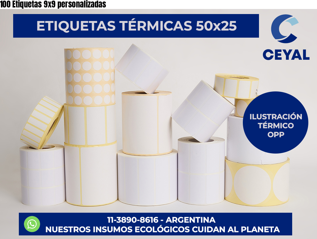 100 Etiquetas 9×9 personalizadas
