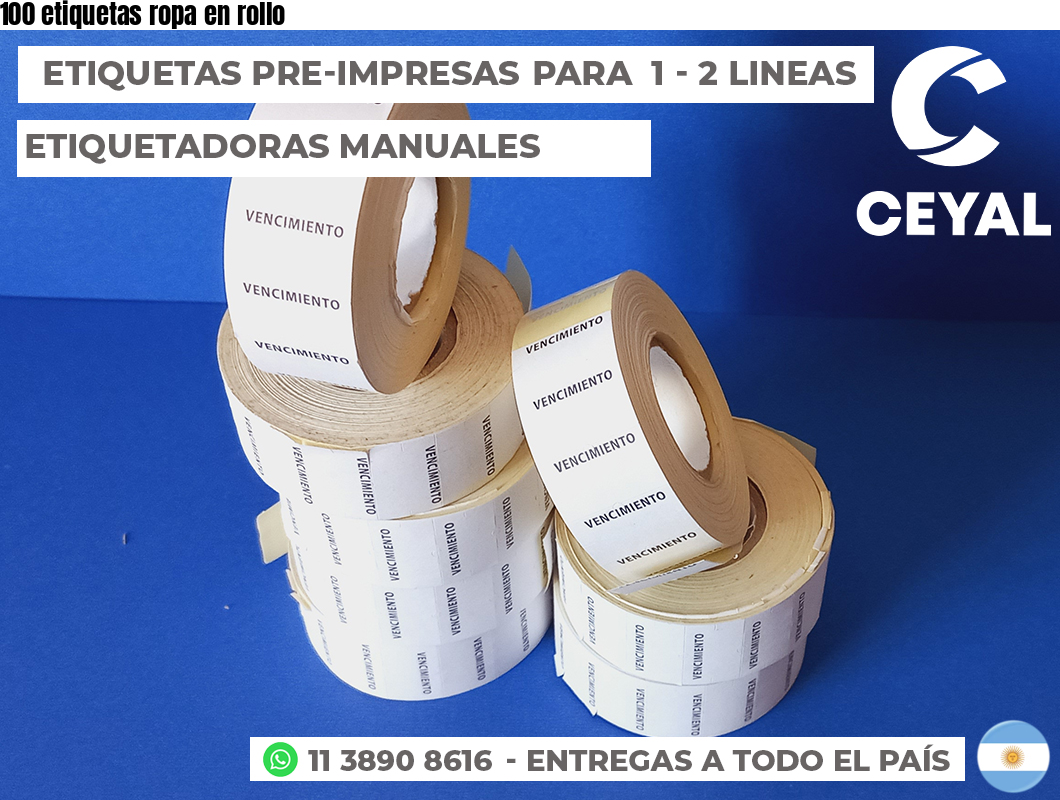 100 etiquetas ropa en rollo