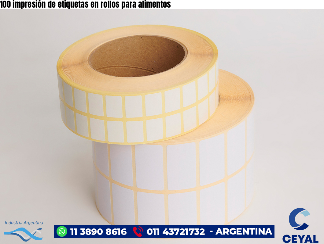 100 impresión de etiquetas en rollos para alimentos