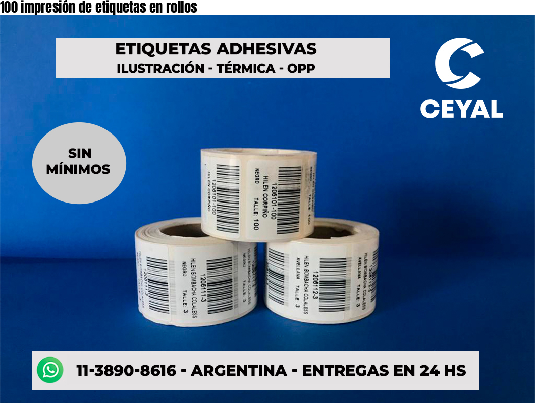 100 impresión de etiquetas en rollos